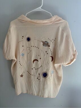 Celestial Embroidered Button down collared Shirt